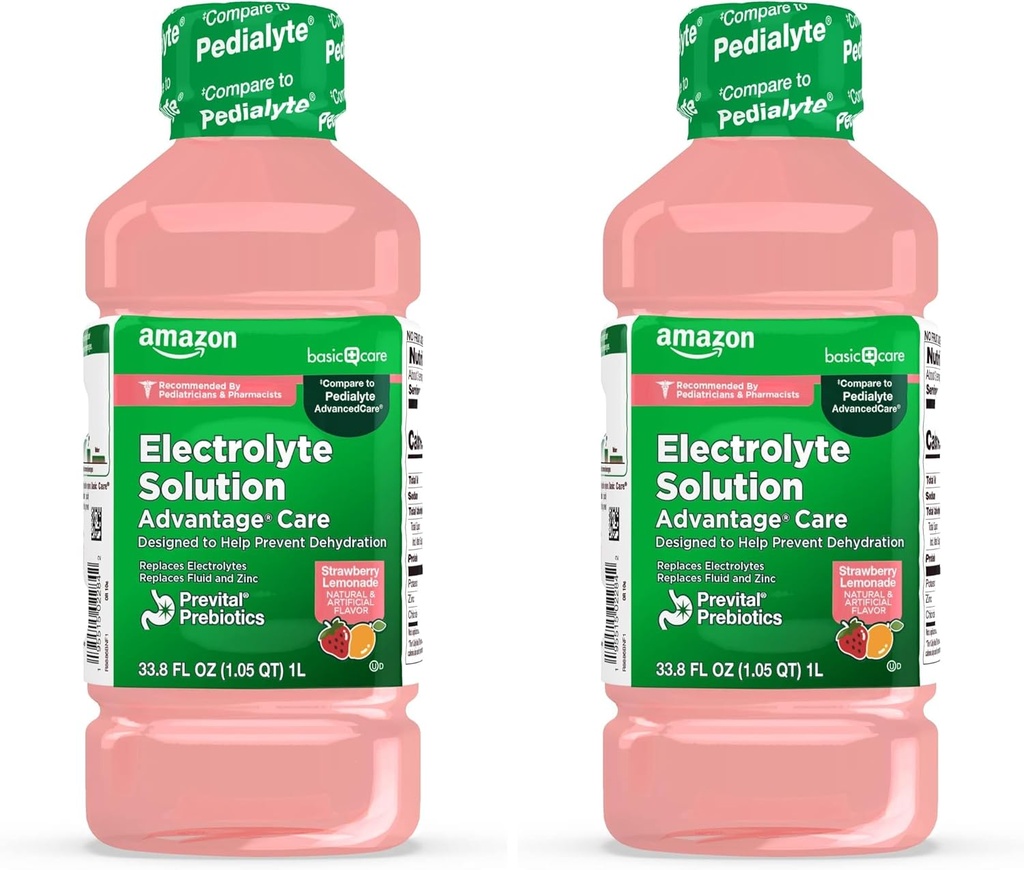 基本的な心配のプレビタールのプレバイオティクス、いちごLemonade、Hydrationの飲み物、ReplenishのElectrolytes、液体及び亜鉛、33.8 Fl Oz (パッケージ 2)