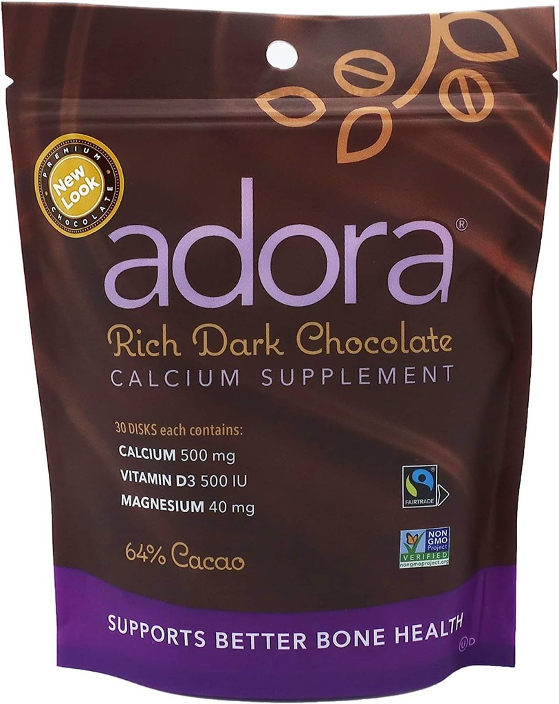 アドラ - カルシウムサプリメントダークチョコレート、30カラット(6のパック)