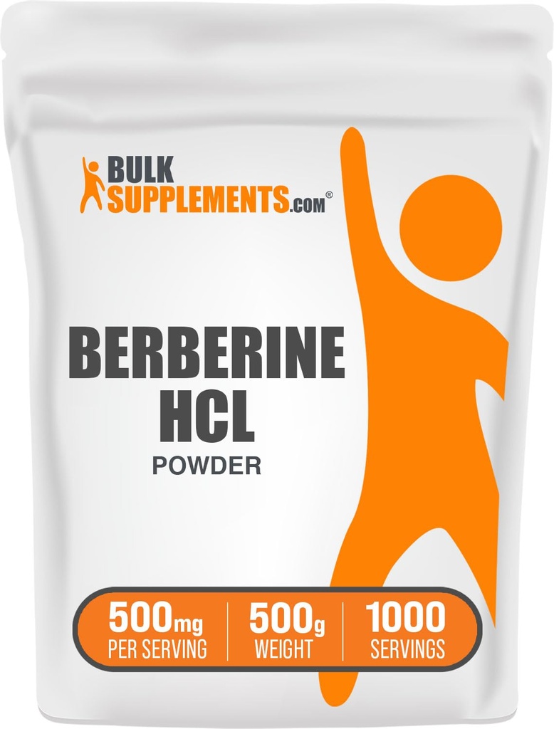 BulkSupplements.com Berberine HClパウダー - Berberineサプリメント、Berberineパウダー - Gluten無料、500g(1.1ポンド)(パッケージ1)