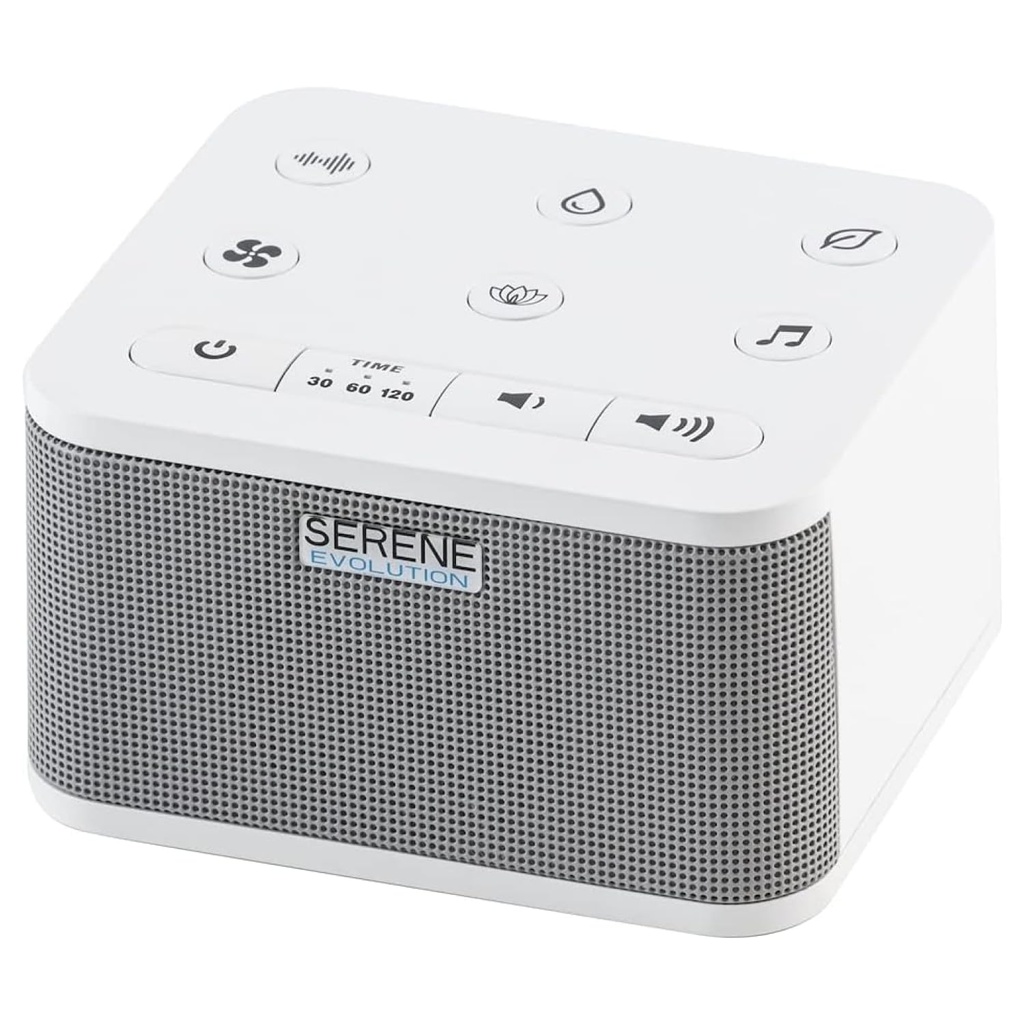 Serene Evolution 30 Sound White Noise Machine - Sleep Machine for Adults, Baby With Rain, Ocean, Pink Noise - Brown