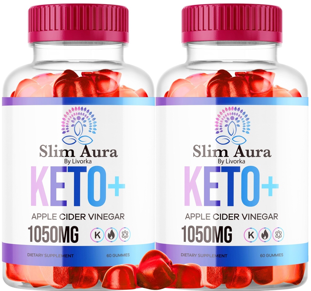 (2 Pack) Slim Aura Keto ACV Gummies - Official Slim Aura Keto Plus Apple Cider Vinegar 1050MG Advanced Formula Gummys, All Natural Premium Formula, Slimaura Gomitas Reviews, 120 Gummies for 2 Months
