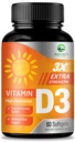 ビタミンD3 5000 IUのSoftgels (125のmcg) - 余分強さのビタミンD-3の骨、歯、筋肉健康及び免疫サポート、急速な吸収性の小型DのSoftgel、非GMOのグルテンフリー- 60の計算のための食事療法の補足