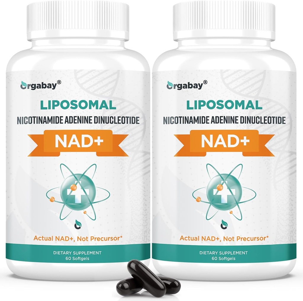 オルガベイ・リポソーム NAD+ サプリメント500mg、高吸収、TMG 250mg、実際のNAD +とブーストNAD +、ニコチンアミドリボシド、サポートセルラーエネルギー、健康な老化  120Softgels