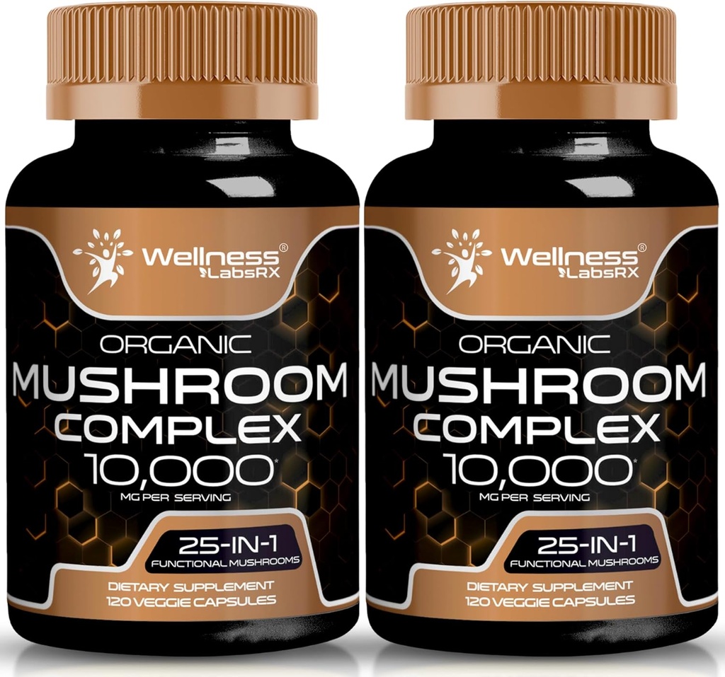 ウェルネス LABSRX のきのこの補足は 10:1 のエキス、きのこの複雑なカプセル 1000mg の トルコの尾、コルディセプ、Reishi - 2 のパックと補います