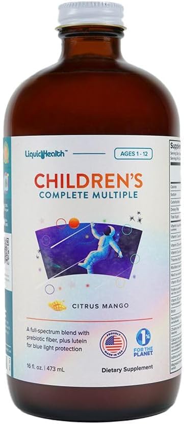 LIQUIDHEALTHの子供の子供のための完全な液体マルチビタミン - エッセンシャルビタミン、栄養素&ミネラル、免疫サポート、腸の健康 - 米国製、ビーガン、非GMO、砂糖フリー(16オンス)