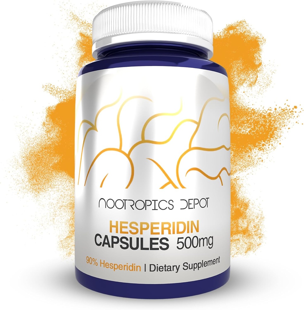 Nootropics Depot Hesperidin カプセル | 500mg | 180 カウント | 90% シトラスエキス | サポート メタボリック機能 + 心血管の健康