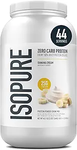 Isopure Zero Carb 100%の純粋な乳頭の隔離蛋白質の粉、乳糖は、ビタミン、バナナ クリーム、サービングごとの25g蛋白質と、44のサービング(包装5月Vary)を解放します