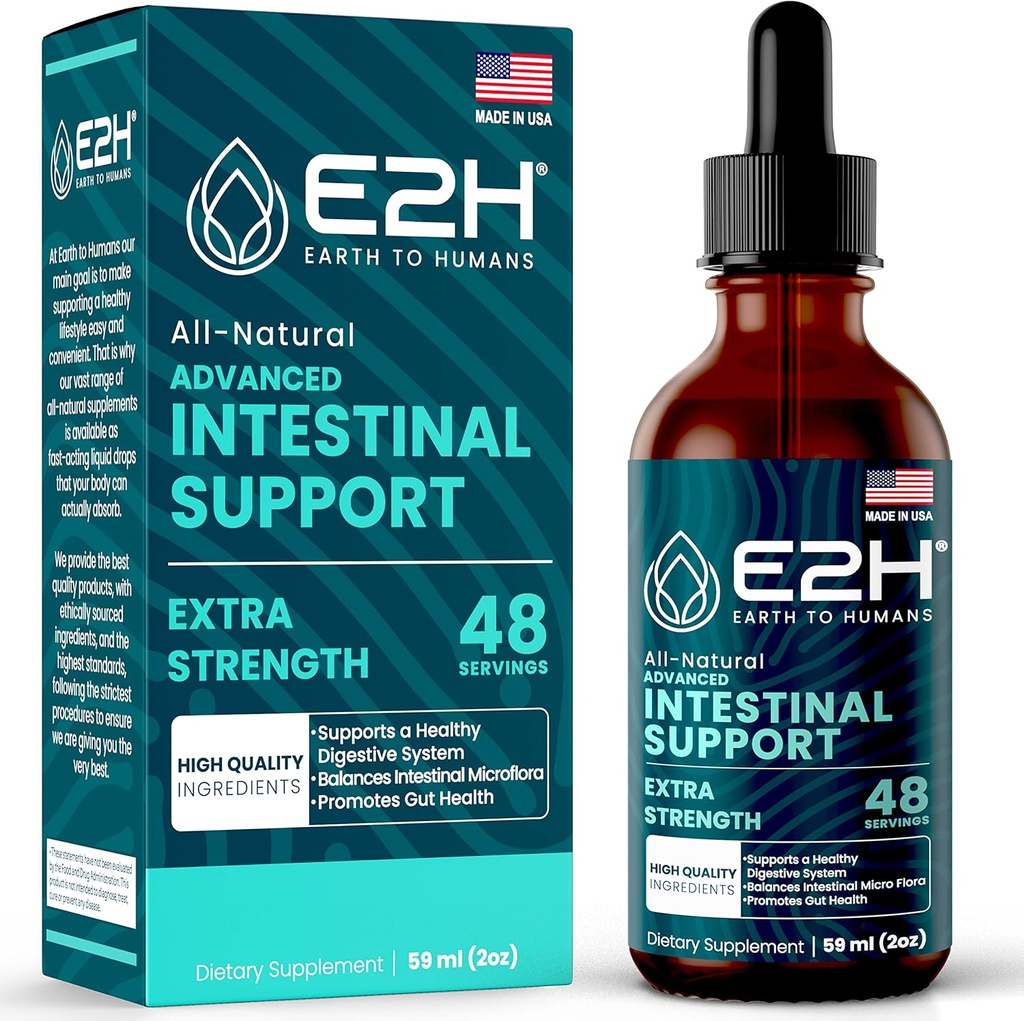 E2H の高度の腸サポート - 自然な腸のクレンジングおよび消化のクレンジングの補足 - ワームウッドおよび黒いクルミのエキス - Non-GMO、ビーガン - 2 Fl Oz