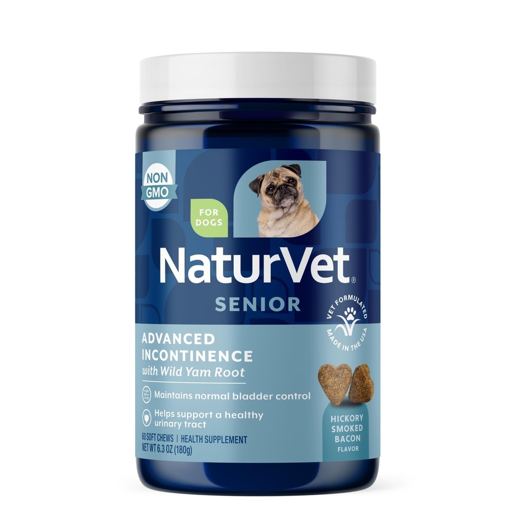 NaturVetシニアアドバンストインコニエンスドッグサプリメント - 犬の膀胱制御をサポートするのに役立ちます, 通常調整 - 植物のシナジーブレンドが含まれています - 60 Ct. 柔らかい咀嚼