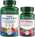 Purity Products Bundle - Vegan Omega 3-6-9 + B-12 Energy Melt Omega 3-6-9 (“5 in 1” Plant-Based Omega 3 6 9 Essential Fatty Acid Complex) - B12 Berry Melt (Methylcobalamin B12 + B6 + D3 + More)