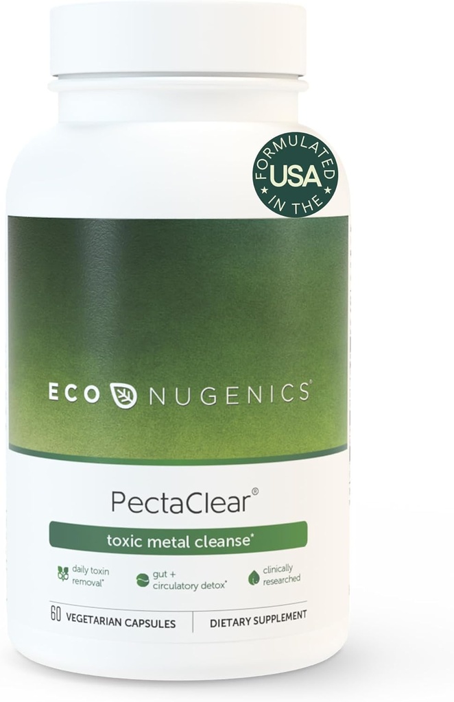 EcoNugenics PectaClear Detox Toxic Metal Cleanse用サプリメント - 自然&安全にGut、肝臓&腎臓解毒&修復のための毒素を排除 - エネルギー、重量、ホルモンバランス - 60カプセルで役立ちます