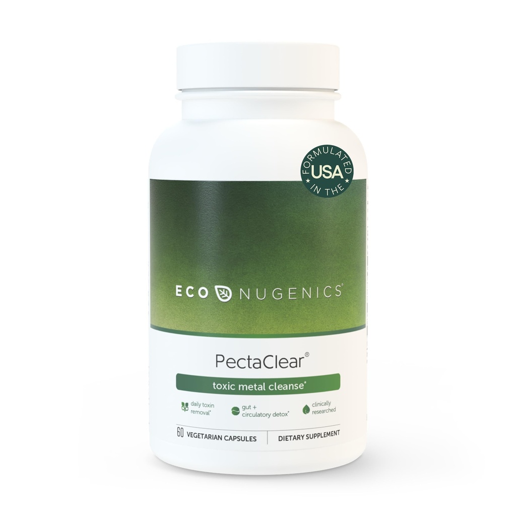 EcoNugenics PectaClear Detox Toxic Metal Cleanse用サプリメント - 自然&安全にGut、肝臓&腎臓解毒&修復のための毒素を排除 - エネルギー、重量、ホルモンバランス - 60カプセルで役立ちます