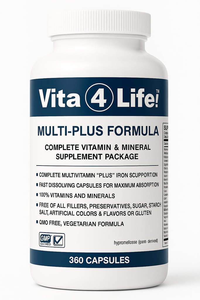Vita4Life!® Bariatric Multivitamins マルチプラスフォーミュラ | 483% アイアンサポート | 360 Fast-Absorbingカプセル | 胃のバイパスとスリーブの患者のための完全なビタミンB複合体 | アメリカ製