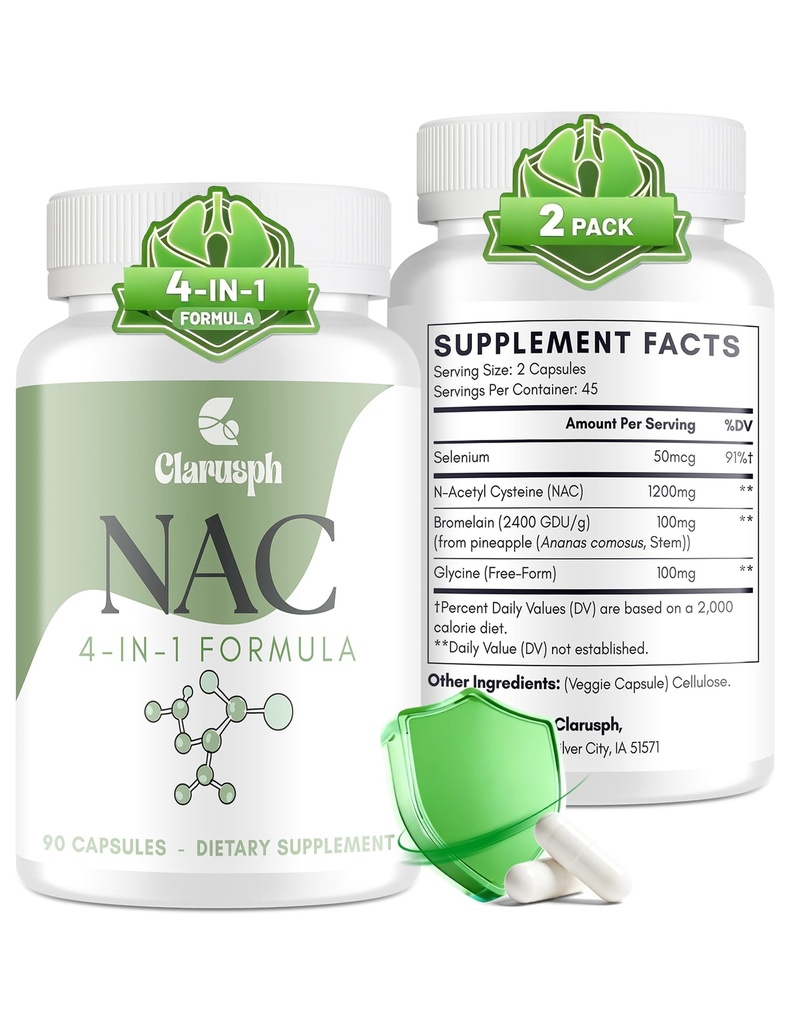 呼吸器用NACサプリメント&免疫*&肺* | 抗酸化剤用NAC | 4-in-1 N-アセチルシステイン 1200mg with グリシン ブースト* グルタチオンレベル | ビーガン, グルテンフリー, 3ヶ月の供給