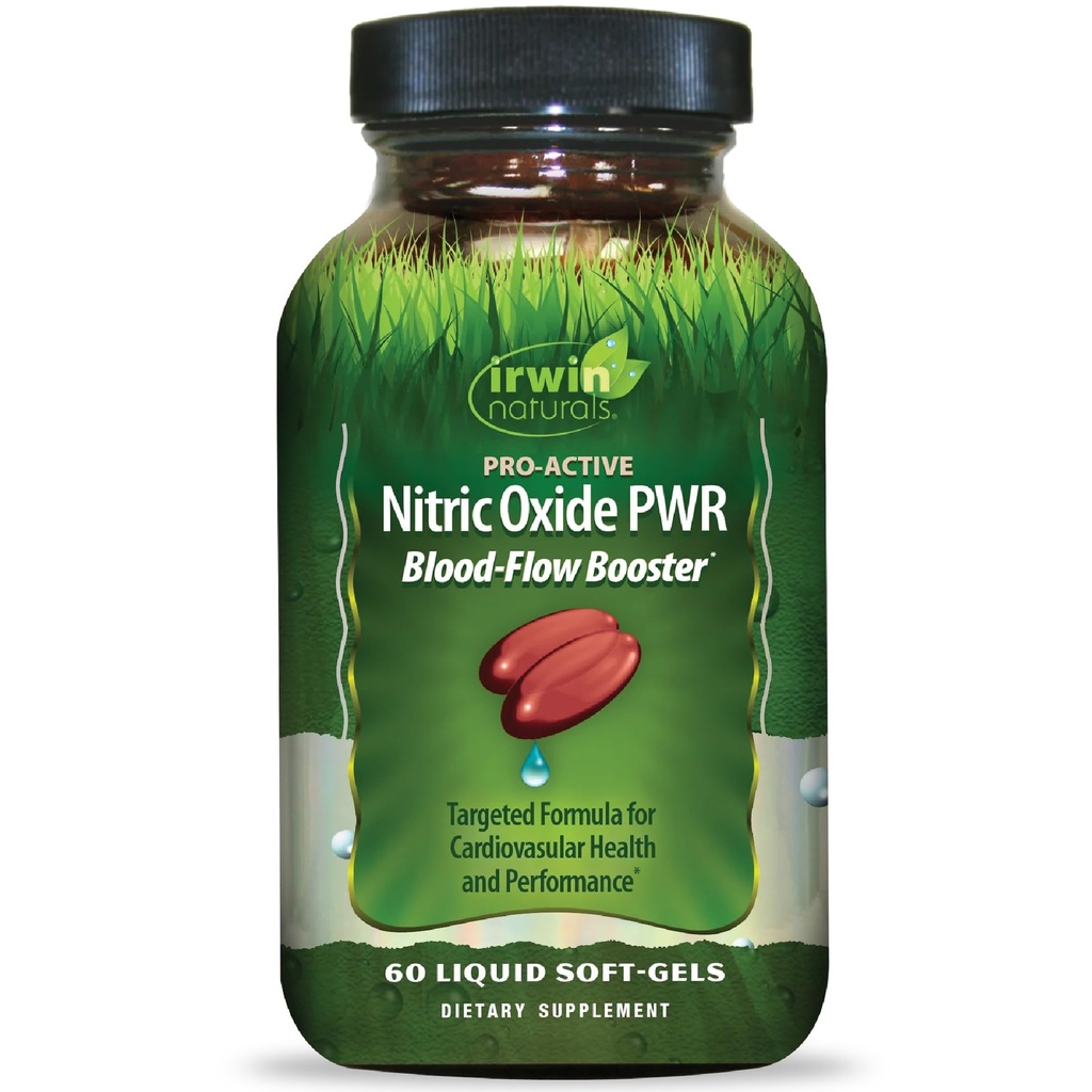 Irwin Naturals Pro-Active Nitric Oxide PWR - 60 液体 ソフトジェル - L-Citrulline、ビートルート&レッド ほうれん草付き血小鉢