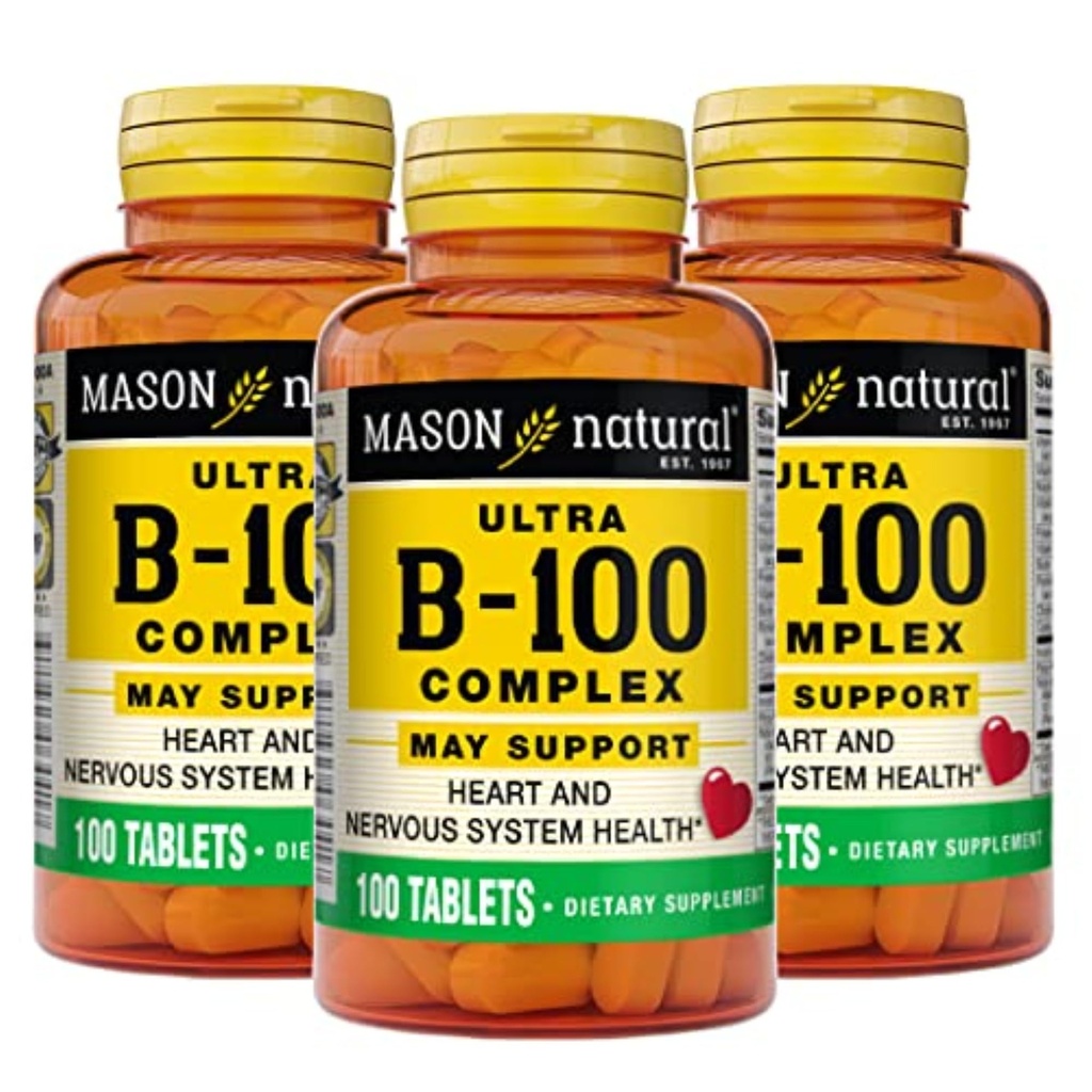 MASON NATURAL Ultra B,100 Complex, 300,Day Supply, 通常免疫サポートとエネルギー代謝のための, 3パック