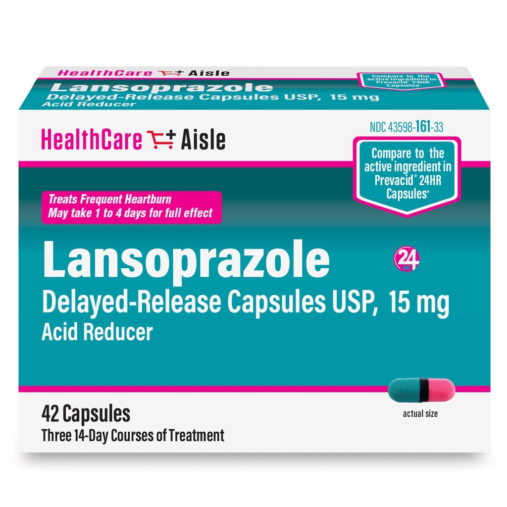HealthCareAisle Lansoprazole 15のmg - 42の遅らせたReleaseのカプセル-酸の減力剤、御馳走頻繁な心燃剤