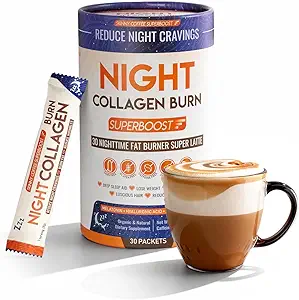 Night Collagen Burn - Weight Loss & Belly Fat Burner & Sleep Aid for Women & Men | Sleep Support for Bloating & Metabolism, Appetite Suppressant | Supports Skin, Hair, Nails & Joints | 30 Servings