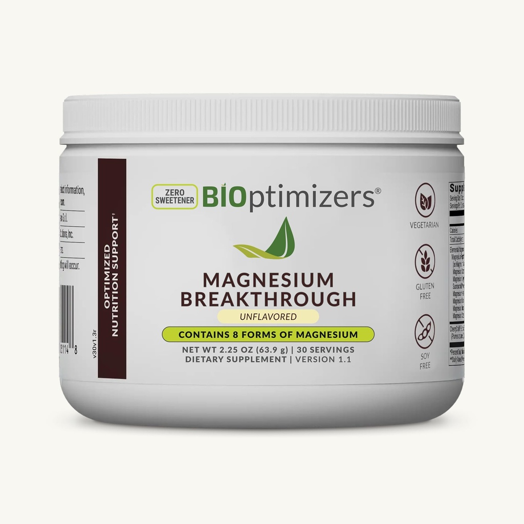 BIOptimizers マグネシウムブレークスルードリンク - 8 種類のマグネシウム、電解液、睡眠健康、ストレス、筋肉の回復、心臓サポート | グリシン酸塩、クエン酸塩、マレート