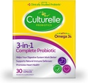 Culturelle 3-in-1完全プロバイオティックデイリーフォーミュラ、一日のプロバイオティックサプリメントが1回、あなたの消化器系作業をよりよく助け、自然な免疫防衛をサポート、プラスオメガ3の、非GMO、30カウント