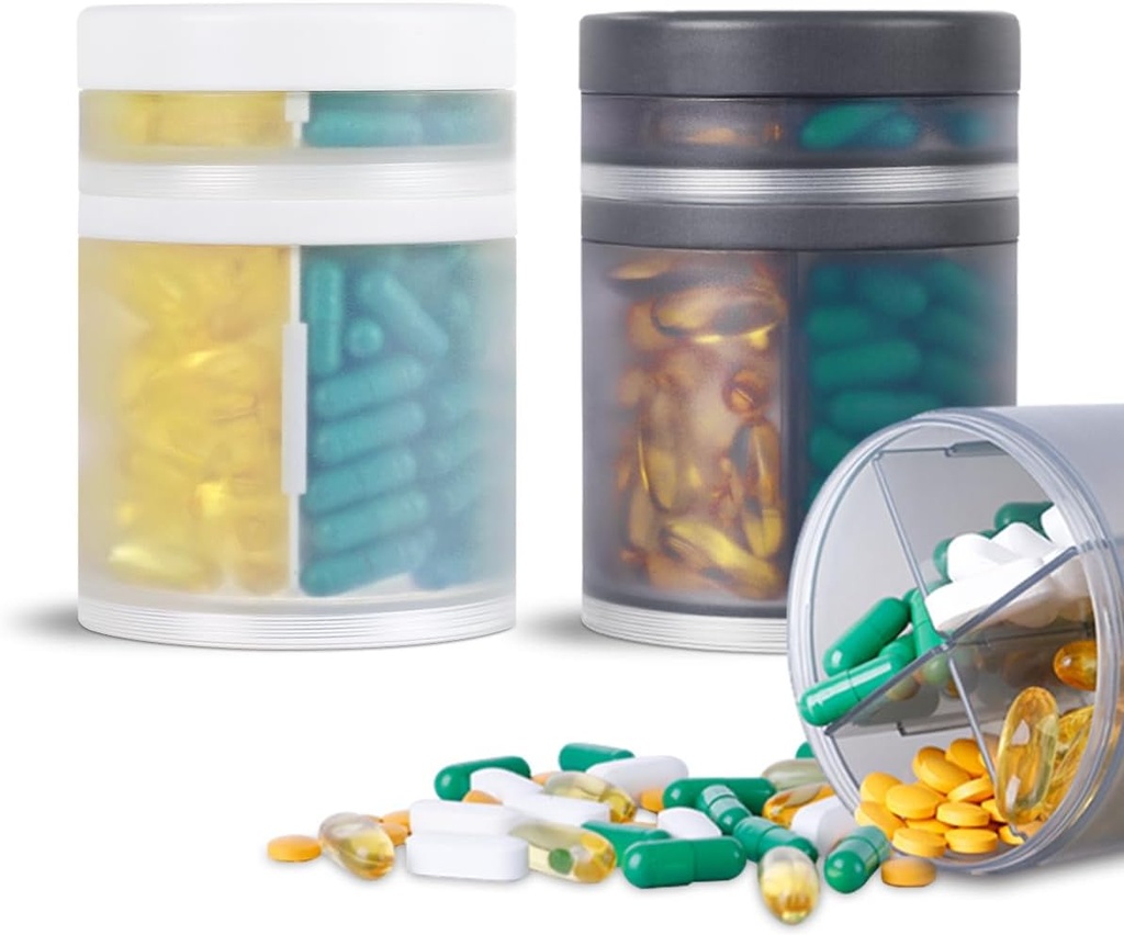 2つのパックKIGIの大容量の薬のオルガナイザーおよび4のコンパートメントが付いている丸薬の箱