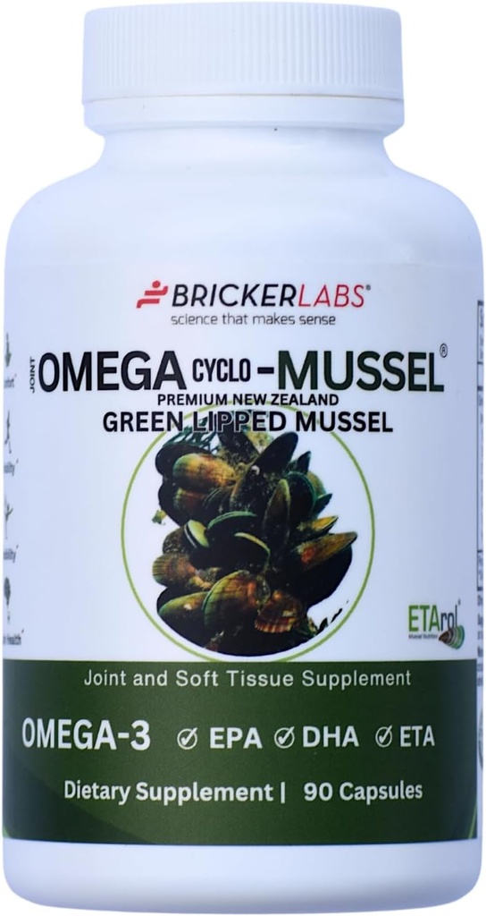 Bricker Labs Omega Cyclo - Mussel Joint Health Supplement、Premium New Zealand Green Lipped Mussel、Full Spectrum Omega Joint Supplements for Joint Health and Comfort、90カプセル
