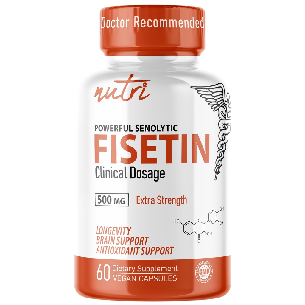 Nature's Fusions Nutri Fisetin 500mg 60カウント - 臨床投与量 - Fisetinサプリメント - 強力なセノリティックアクティベータ、抗酸化剤、および脳サポート - 天然ポリフェノール - 60カウント