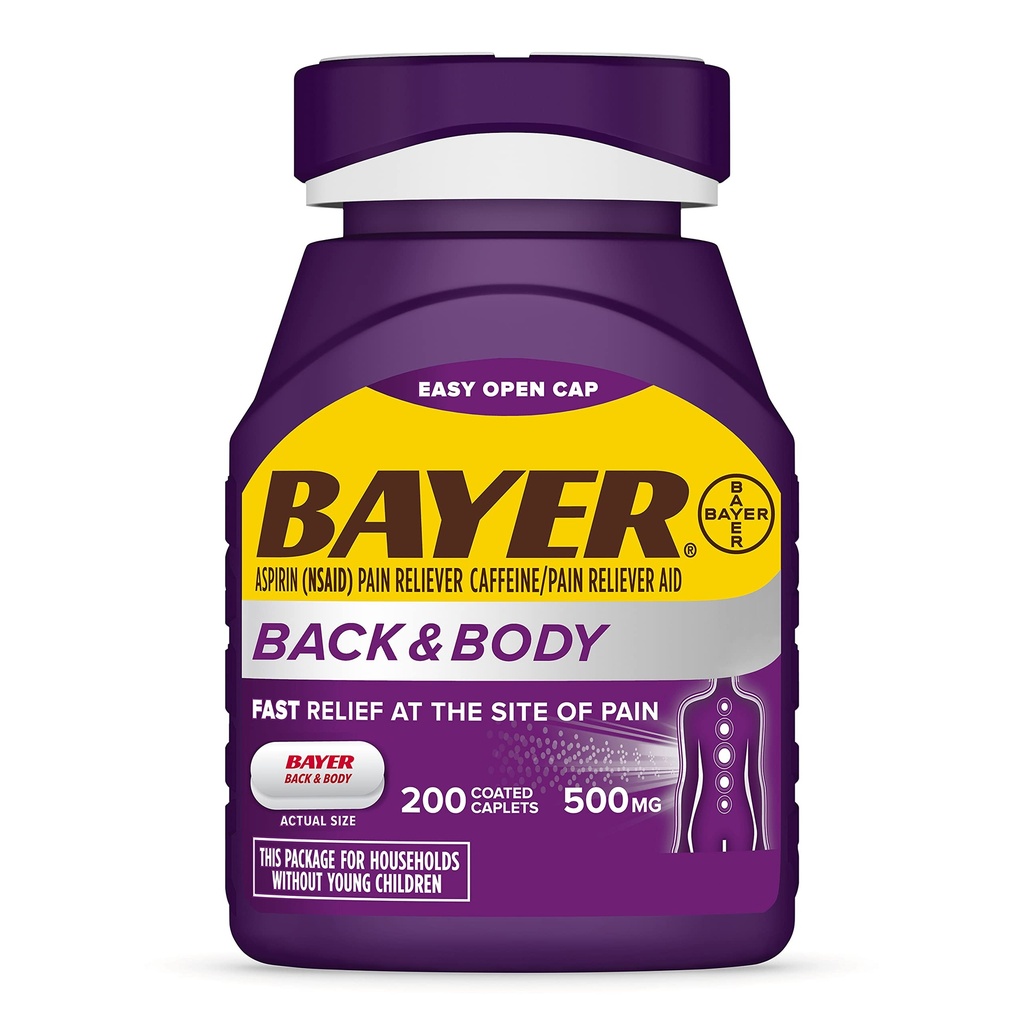 バイエルの強力な痛みの軽減のための余分強さ500mg Aspirinプラスのカフェイン、200の上塗を施してある小冊子