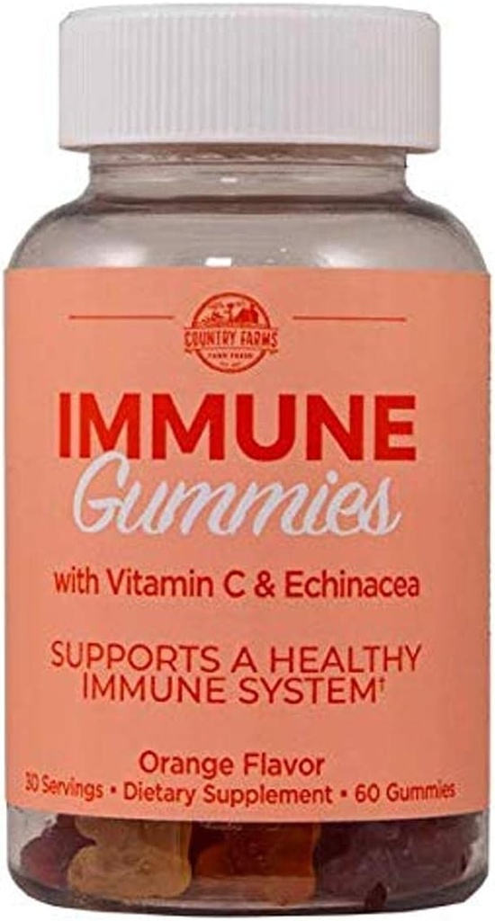 カントリーファーム免疫ガンミービタミンC&Echinacea、サポート健康的な免疫システム、抗酸化剤、おいしいオレンジ味、60カウント、30サービング