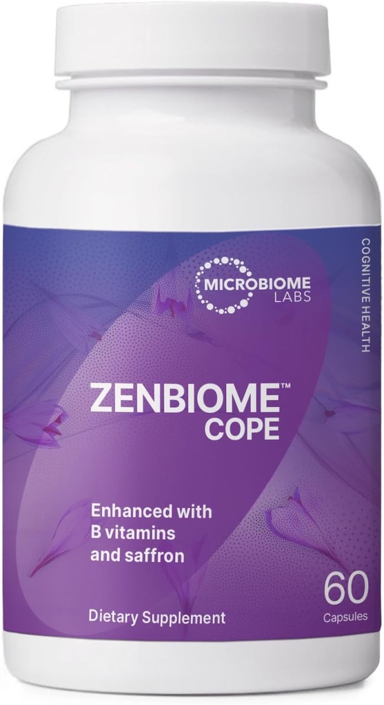 Microbiomeの実験室のZenbiome COPE -ビタミンB6、B12及びSaffronのエキスが付いているProbiotic気分サポート補足-女性及び人のためのGutの健康のプロバイオティクス-Gut-Brainの軸線(60のカプセル)を支えて下さい