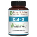 純粋な栄養カルシウムD - 植物はVIT D3 K2とカルシウムを基づかせていました & マグネシウム | 120タブ | 給餌ごとの500mgビーガンカルシウム | 骨の健康のためのアルガエカルシウムサプリメント