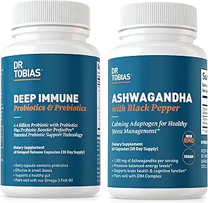 Dr. Tobiasの深い免疫のプロバイオティクス及びプレバイオティクスおよびAshwagandhaのカプセル、サポート消化器、エネルギー及び免疫の健康、非GMO