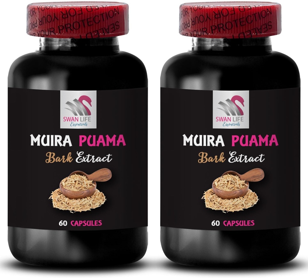 Plant-Based Energy Source - MUIRA PUAMA BARK EXTRACT - Power Surge, Boost Formula, Adventure Readiness, Botanical Power Source, Energizing Plant Power, Herbal Drive Activation 2 Bottles 120 Capsules
