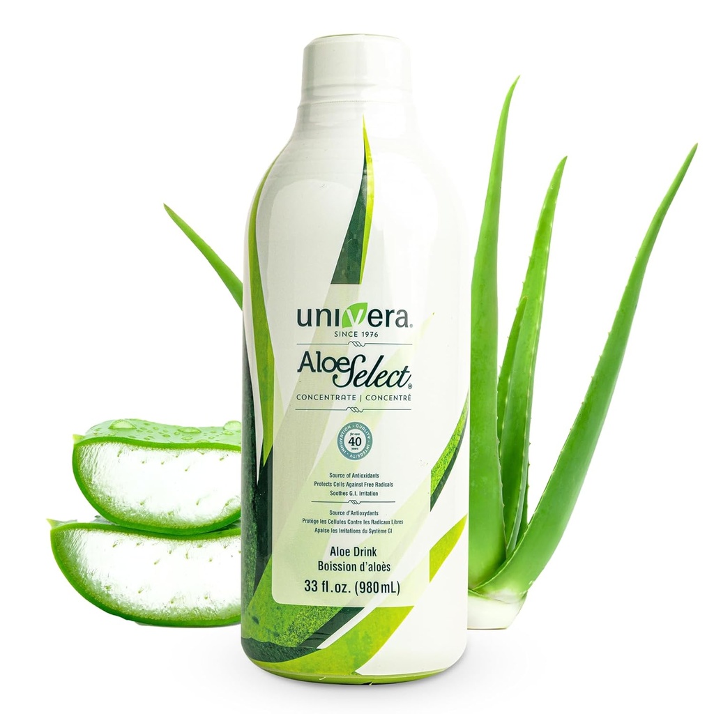 Univera Aloe Veraジュース、Preminum Organic Aloe Vera、10%の多糖類保持、Gut Health、免疫サポート&腸の健康、アロエ風味 - 30日の供給(33 fl oz)