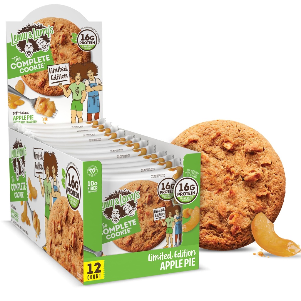 Lenny & Larry's Protein Cookie, [Apple Pie], Chewy Soft Baked, 16g Plant Protein, Vegan, Non-GMO, High Fiber, 4 Ounce Cookie (Pack of 12)