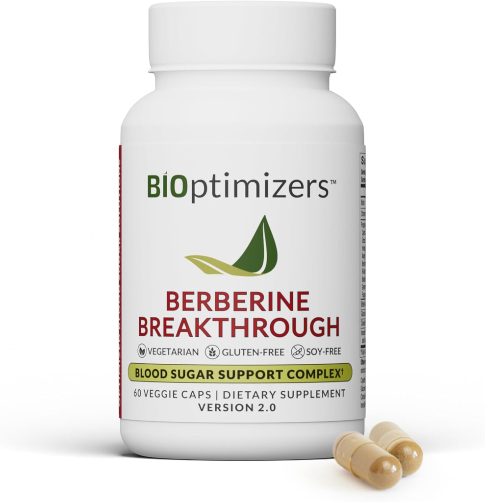 BIOptimizers Berberine Breakthrough 2.0 サプリメント、60 カプセル - ベジタリアン、グルテンフリー、大豆フリー