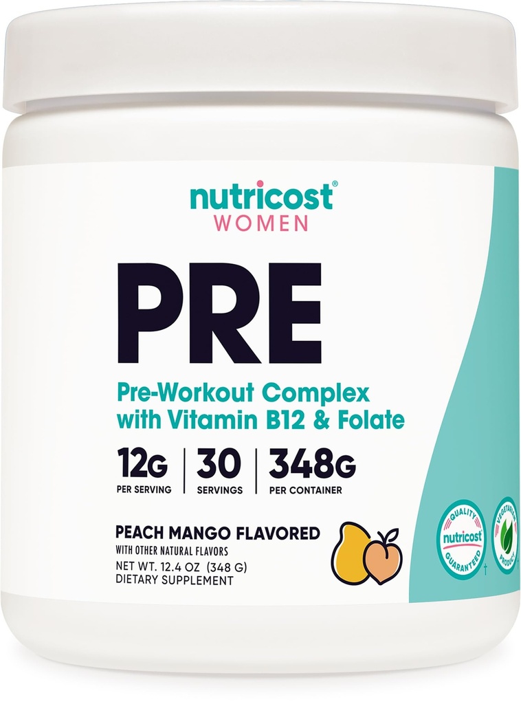 女性のためのNutricostのプレワークアウトの粉、Peach Mango、30のサービング