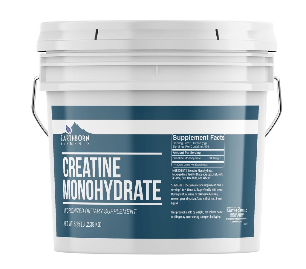 地球の要素のクレアチンの Monohydrate の粉 1 ガロンのバケツ、Micronized 及び Unflavored の食事療法の補足、添加物無し(84 オーアンス)