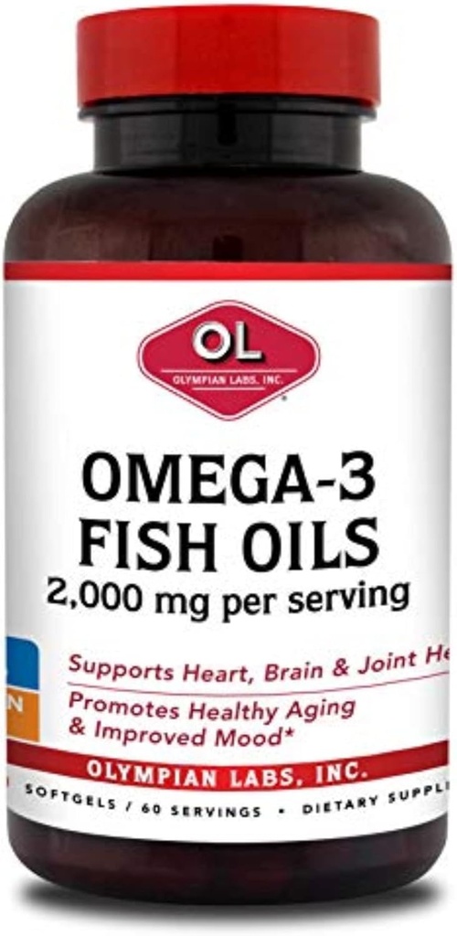 Olympian Labs Omega-3 Fish Oil, 2000mg/サービング - 助け サポート脳 & 心の健康, 120 カウント, (73)