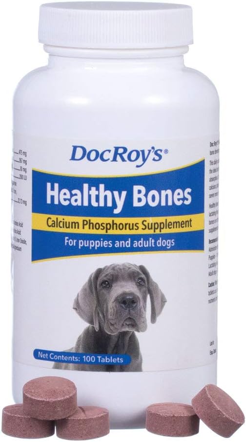 Revival 動物の健康 Doc Roy's Healthy Bones- Calcium Phosphorus Supplement- for Dogs & Puppies- 100ct 錠