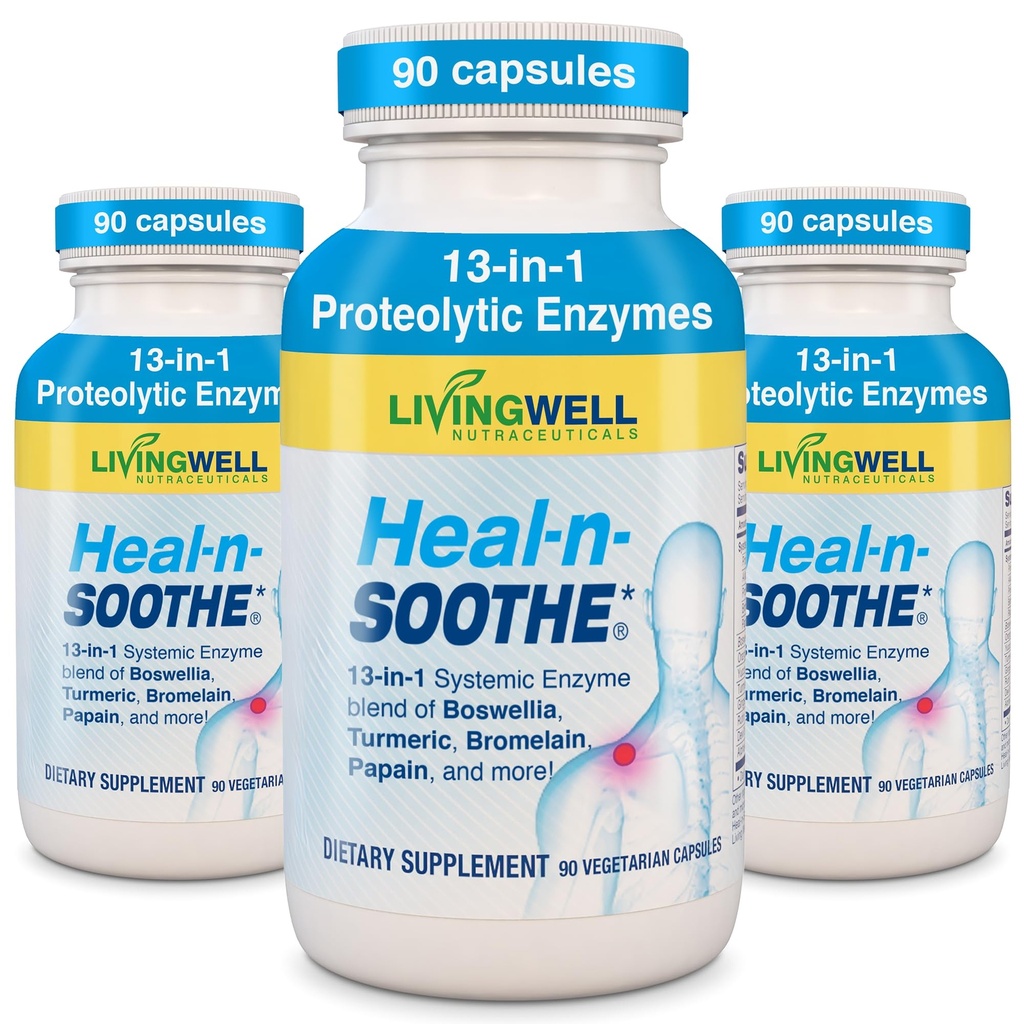 HEAL-N-SOOTHEの共同サポート補足-Bromelain及びパパインのようなProteolytic酵素、ボスウェリア、ターメリック及びジンジャー-蛋白質の消化機能及びボディ防衛ウェルネスを促進して下さい- 90の計算(3パック)