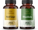 HERBAMAMA の赤いセージおよび Rhodiola のキット- 1200 の mg の赤いセージ ダン シェン及び 1000 の mg の Rhodiola ローザ のカプセル-ビーガン、非 GMO、砂糖及びゼラチンなし - 2 パック