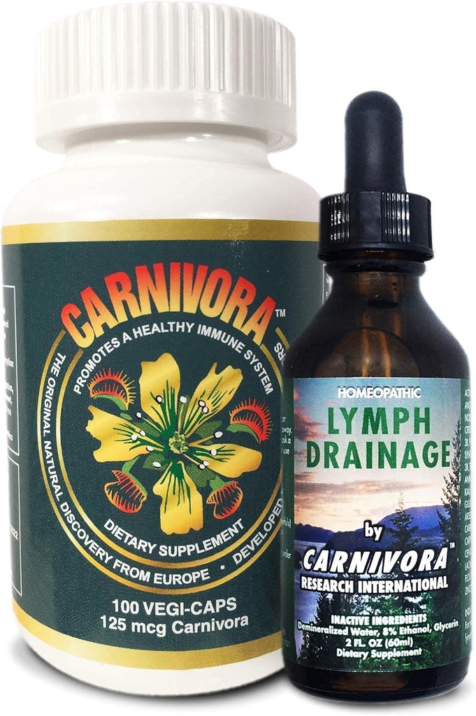 Carnivora究極のコンボ - 免疫システムとフラッシュアウト廃棄物をサポートするためのベジキャップとリンパドレーナージ(ボトルベジキャップ1本とボトルリンパドレーナー)