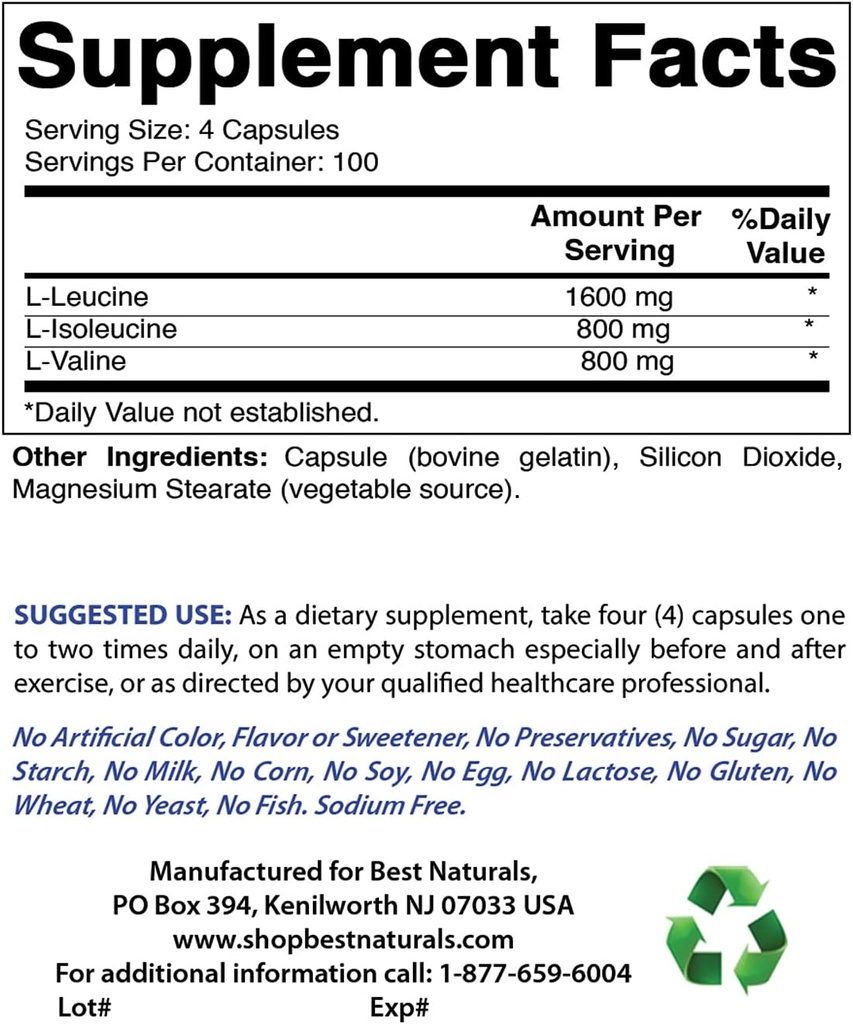 Best Naturals BCAA 3200 mg & Magnesium Glycinate 425 mg