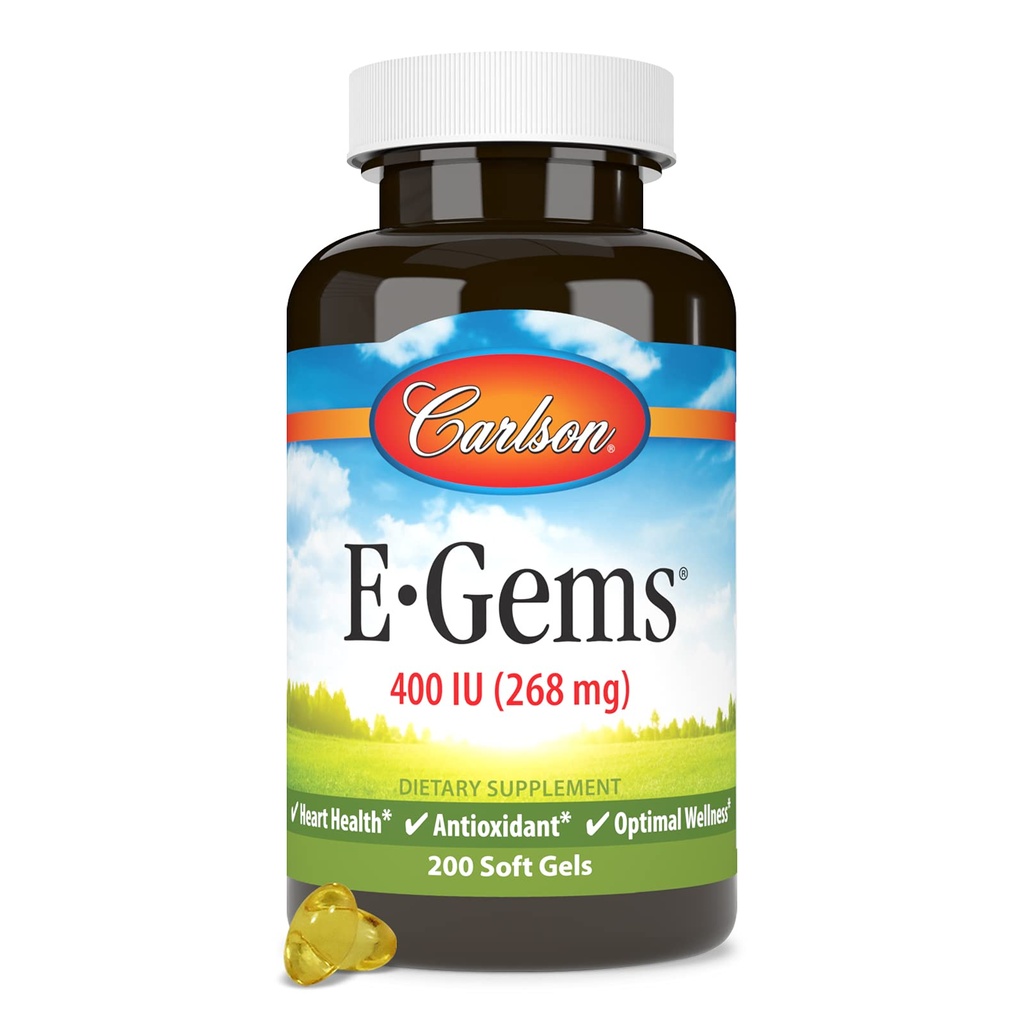 Carlson - E-Gems、400 IU、心の健康及び最適ウェルネス、酸化防止剤、200の柔らかいゲル