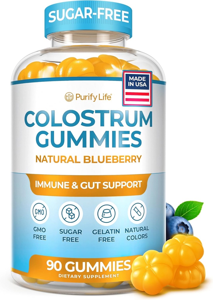 砂糖なしのコロスタムグミー(1500mg) 人のためのホバインコロスタム, グット健康のための草飼料サプリメント, リーキーガット修理, 免疫サポート, 皮膚の健康 - 35% 摂取あたりのイグ