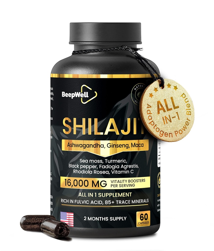 男性と女性のためのShilajitカプセル、16,000mg純粋なヒマラヤの有機性シラジットは、バイタリティとウェルネス、プレミアム純粋なヒマラヤサプリメント2ヶ月の供給、60カプセルをサポート