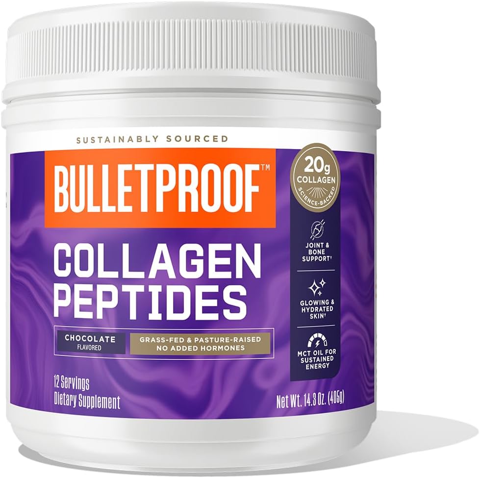 Bulletproof Chocolate Collagen Peptides Powder with MCT Oil, 14.3 Ounces, Grass-Fed Collagen Protein for Skin, Bone and Joint Support, Pasture Raised, No Added Hormones