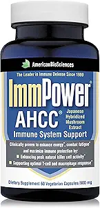 アメリカバイオサイエンス ImmPower AHCC の草のきのこの補足、免疫サポートのためのカプセルごとの 500mg は自然なキラーの細胞活動、パック 1 の 60 の野菜のカプセルを維持します