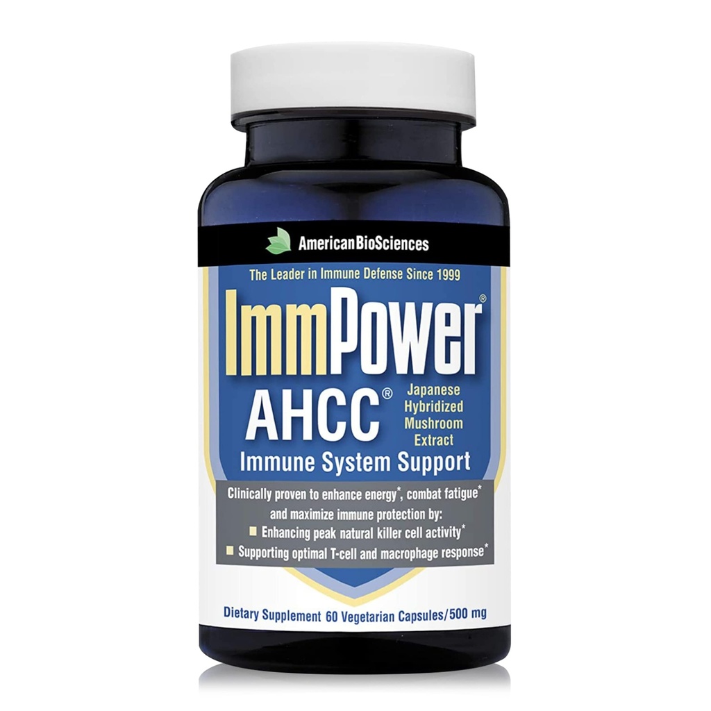 アメリカバイオサイエンス ImmPower AHCC の草のきのこの補足、免疫サポートのためのカプセルごとの 500mg は自然なキラーの細胞活動、パック 1 の 60 の野菜のカプセルを維持します